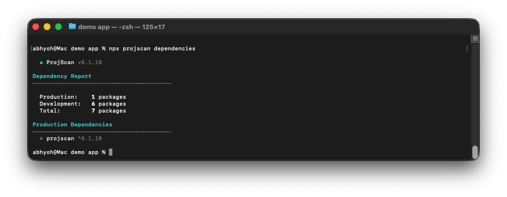 ProjScan dependency analysis output
